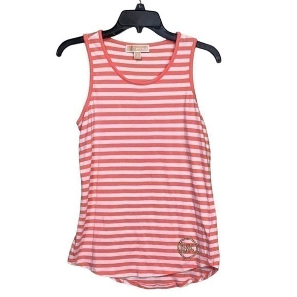 MICHAEL KORS striped sleeveless top white & salmon size small